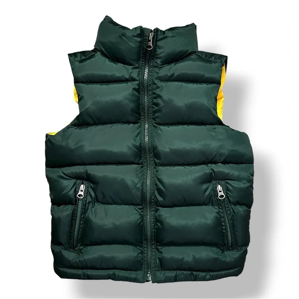 GAP kids | Green and Yellow Zip Puffer Vest (S)